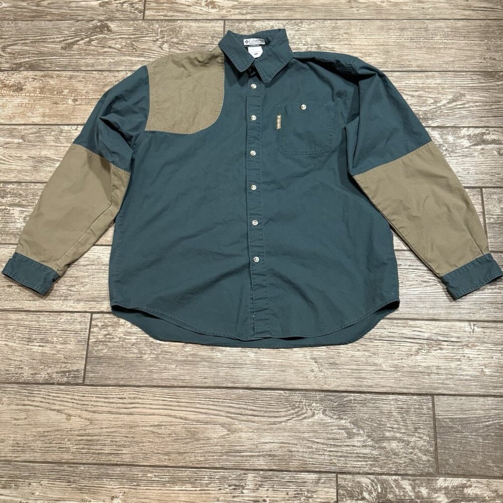Columbia Men’s Hunting Shooting Shirt Button Up Size Large Green Pocket Outdoor